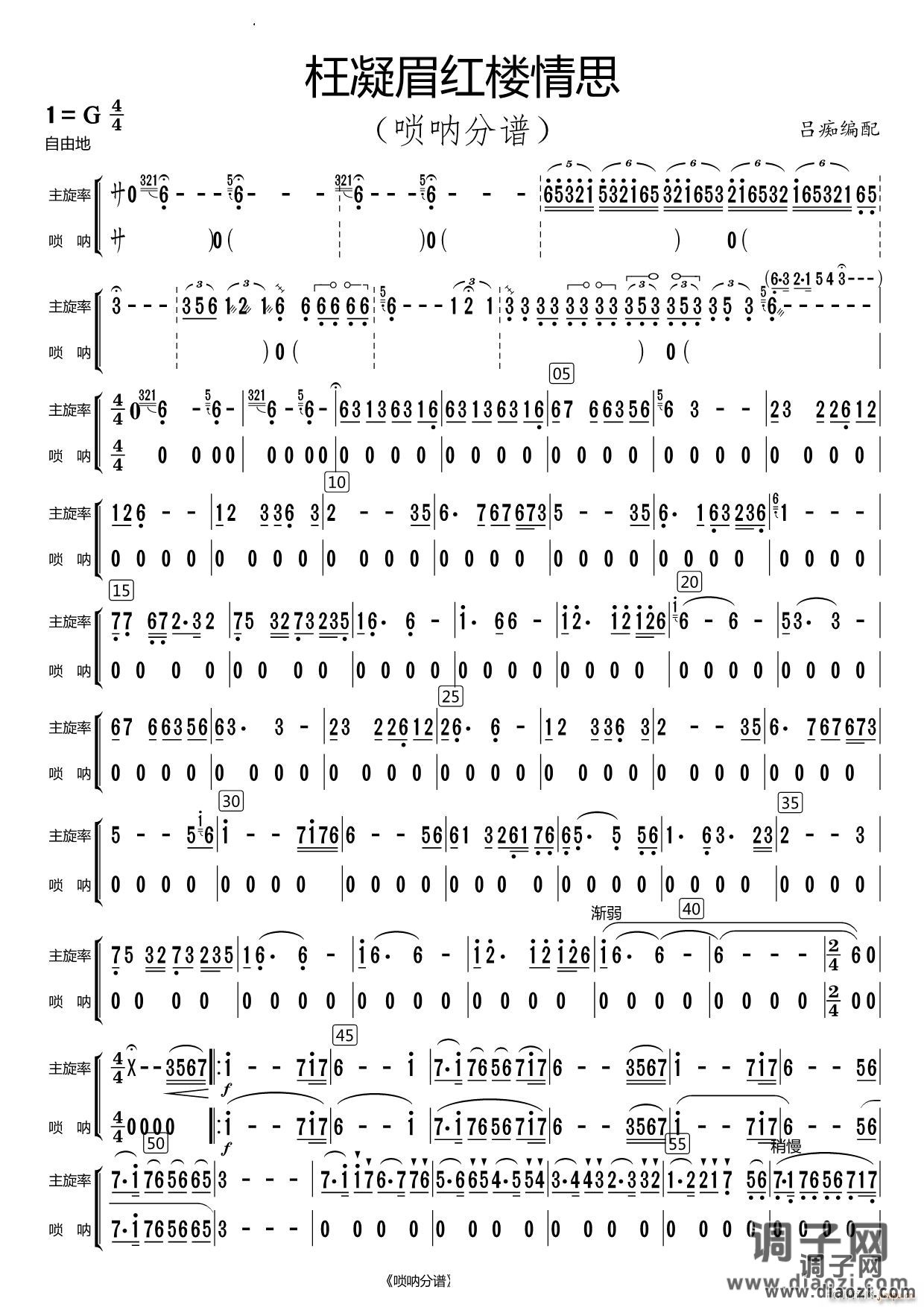 枉凝眉红楼情思唢呐分谱