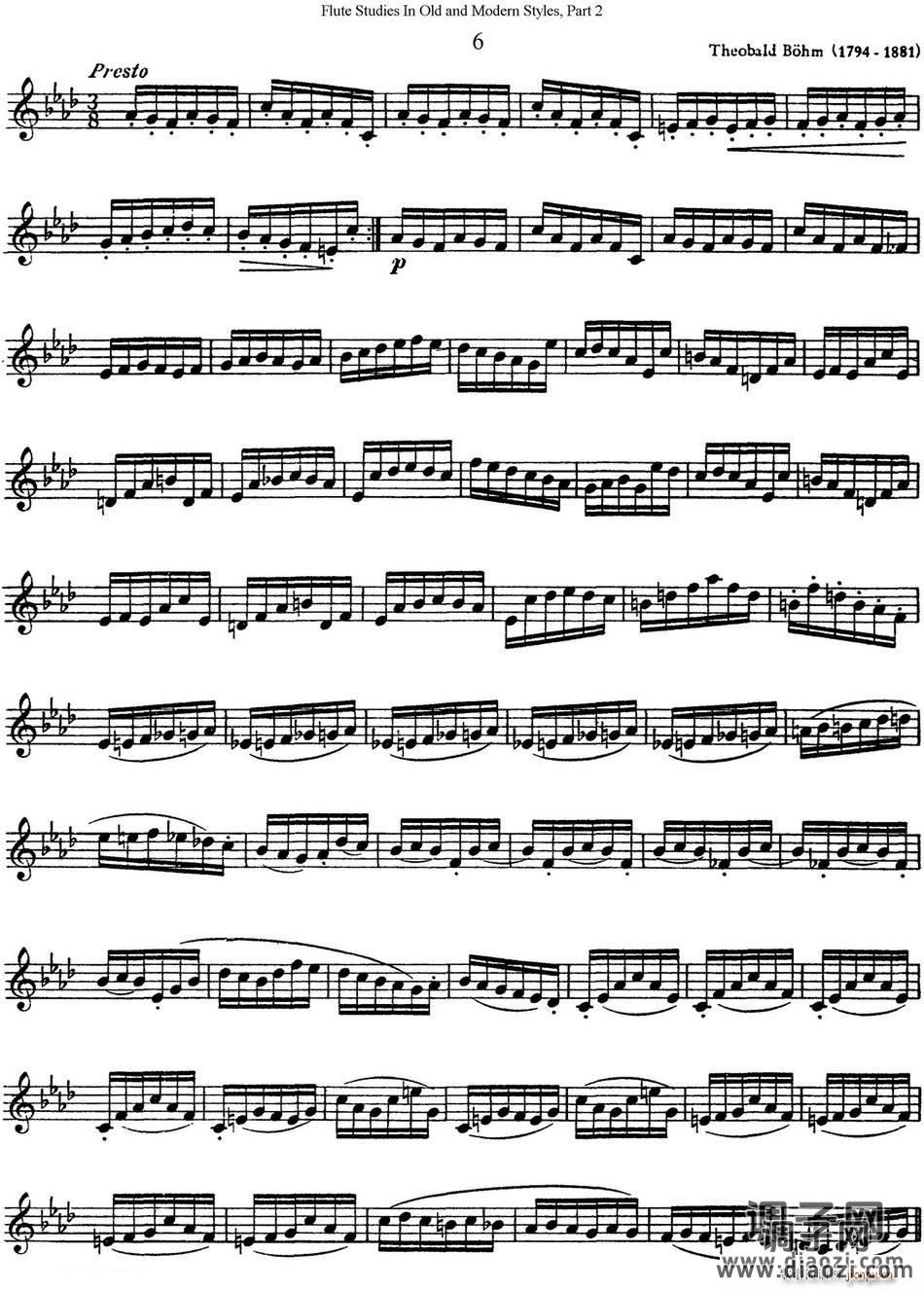 斯勒新老风格长笛练习重奏曲（第二部分）（NO 6） 长笛