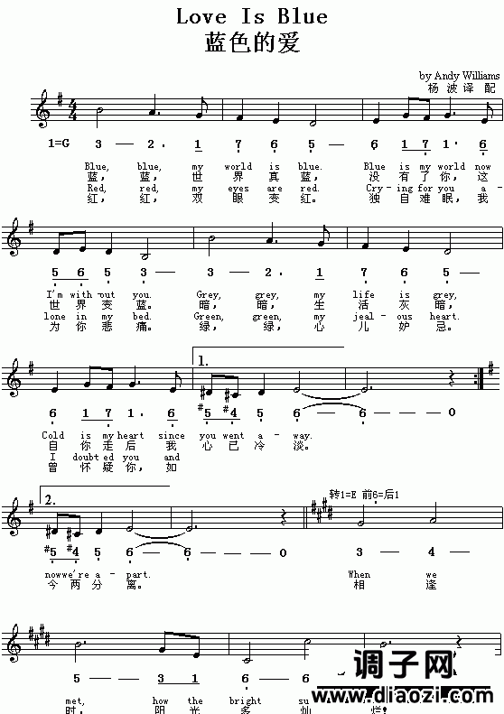 Love Is Bule 蓝色的爱（美、中英文）