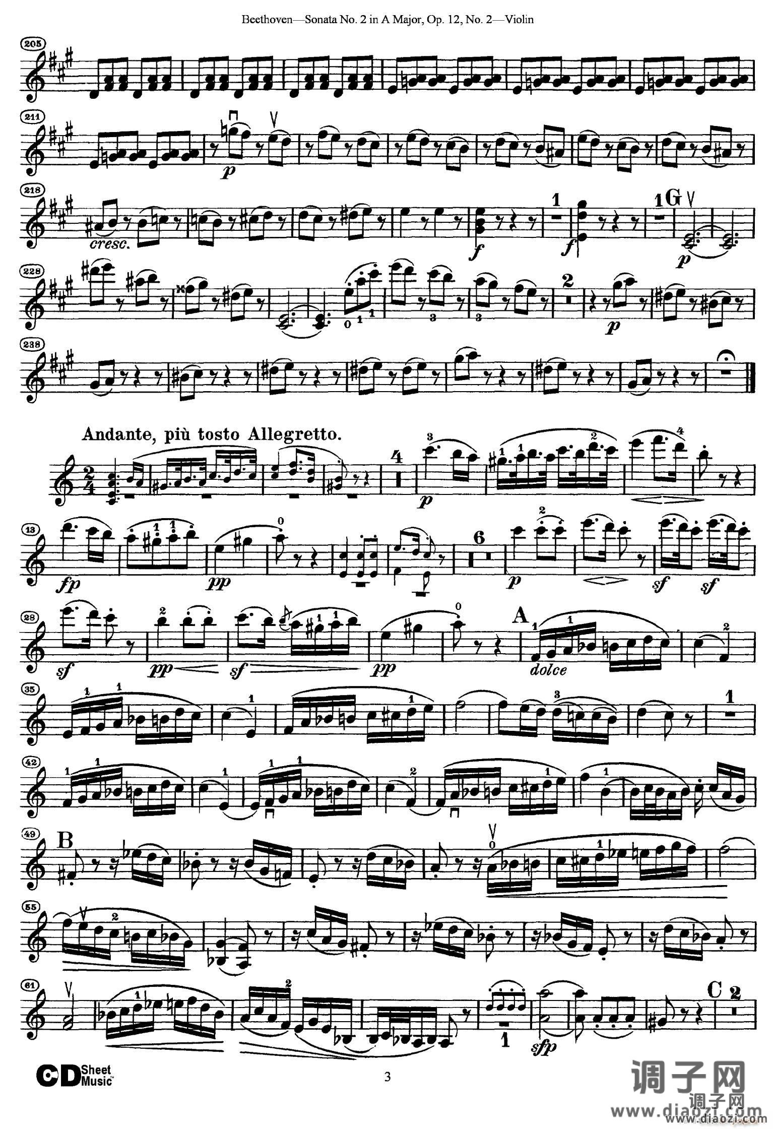 A大调第二小提琴奏鸣曲（Sonata No 2 in A Major Op 12 No 2）