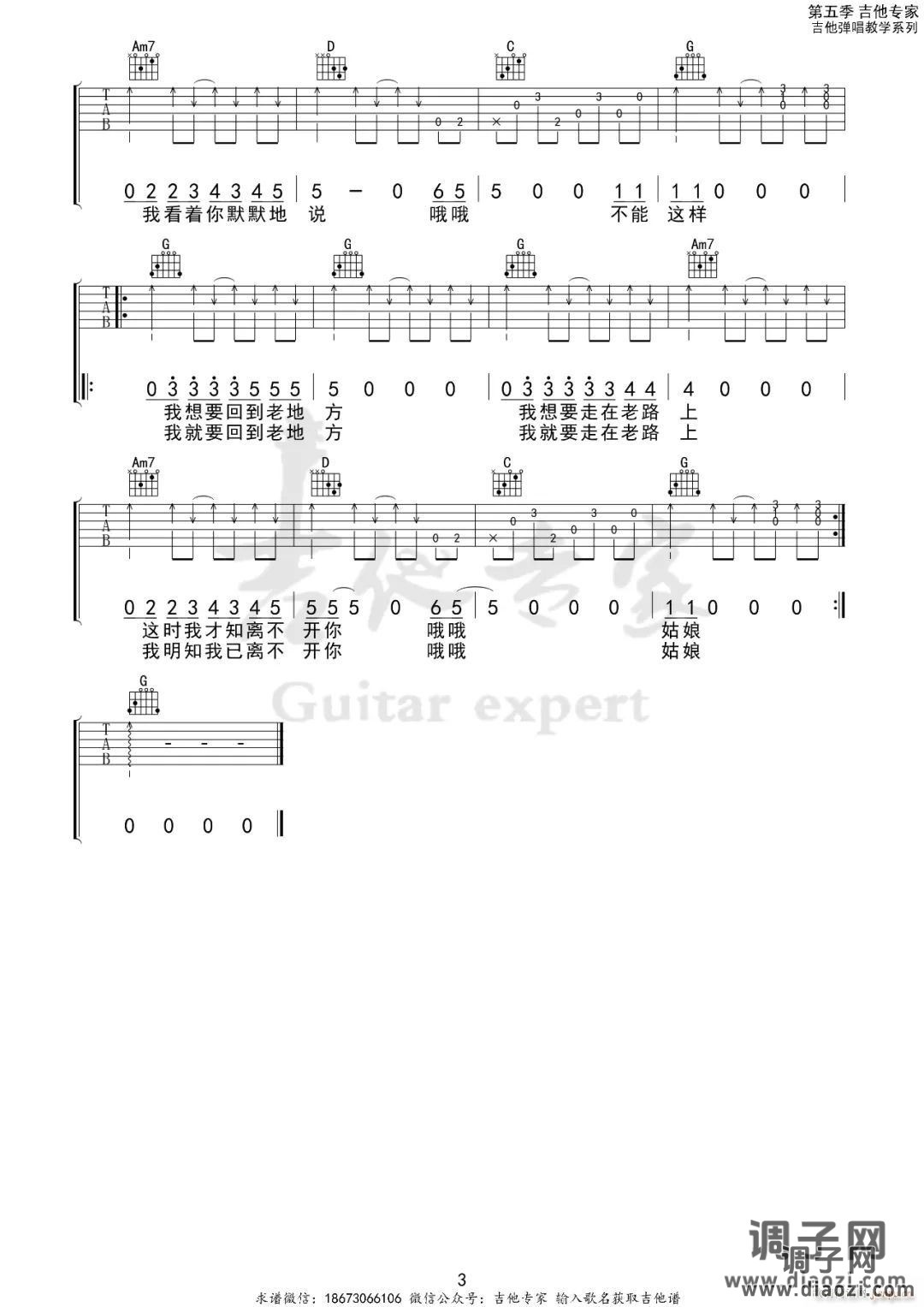 花房姑娘 （ C调指法原版编配）