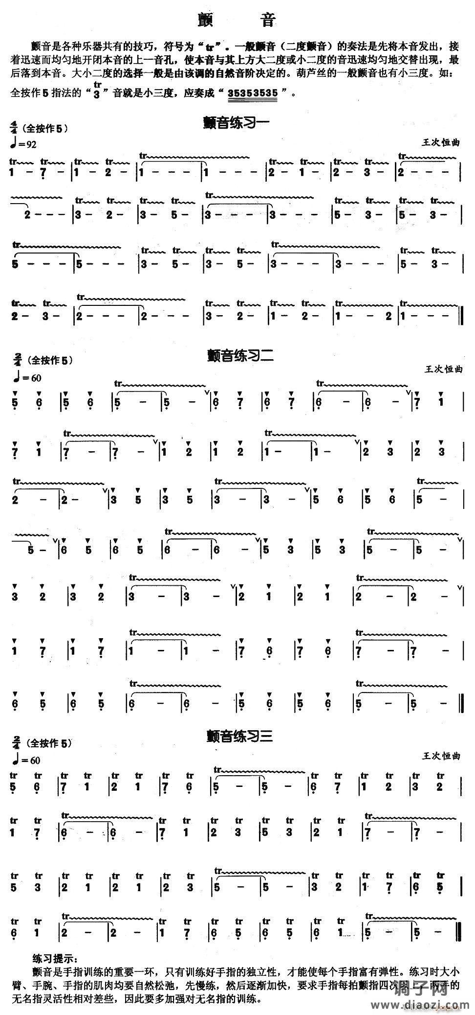 葫芦丝基本技巧练习曲——颤音
