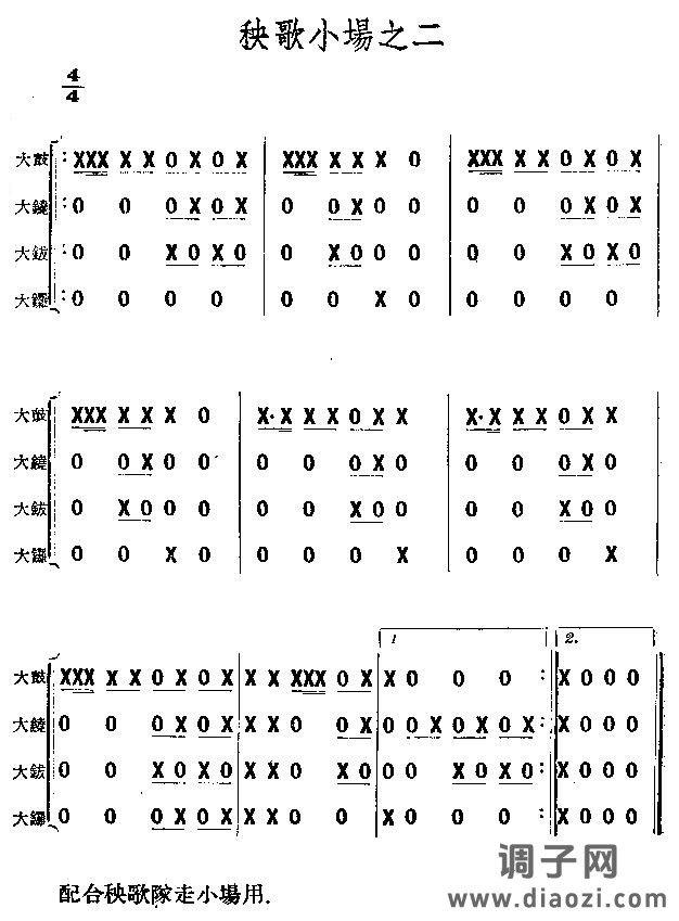 秧歌小场之二(鼓谱)