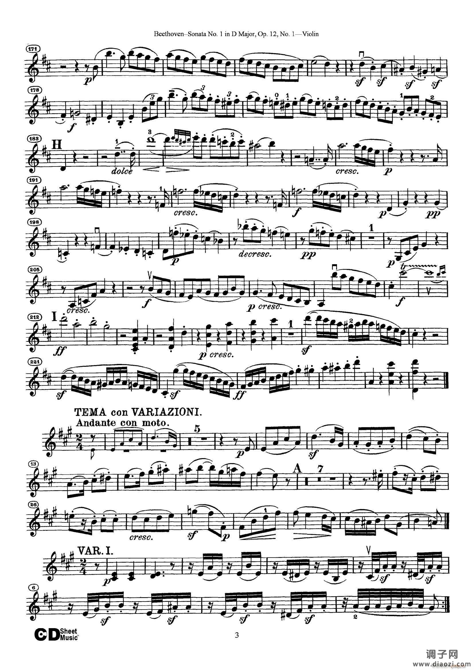 D大调第一小提琴奏鸣曲