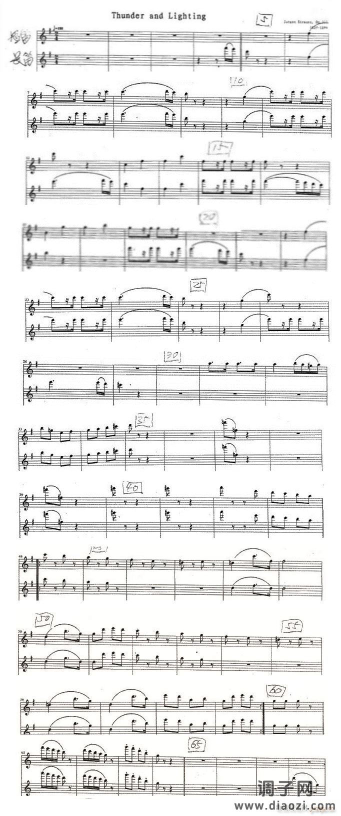 电闪雷鸣波尔卡(长笛分谱)1-2