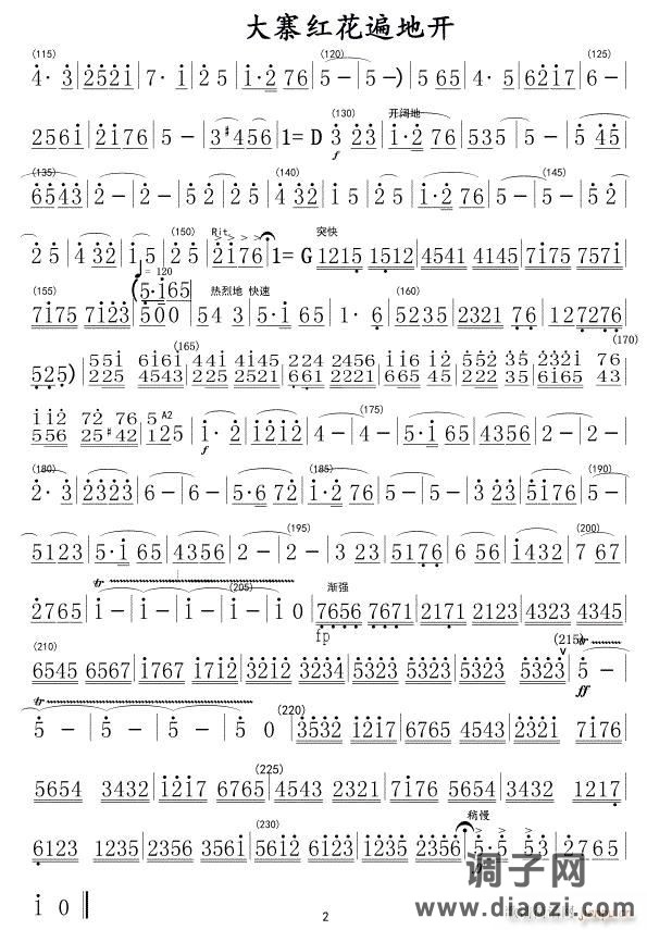 大寨红花遍地开(竹笛分谱)02