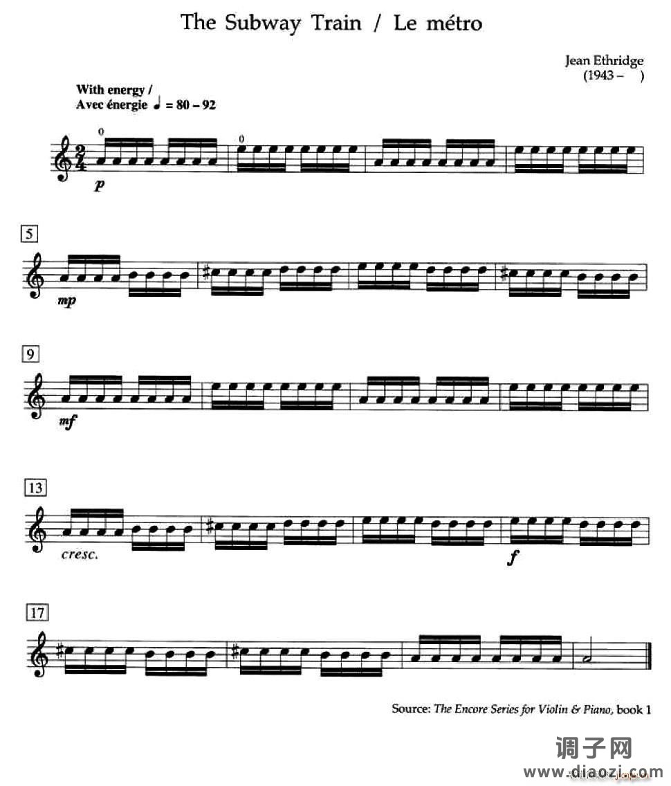The Subway Train （加拿大小提琴考级 预备级）