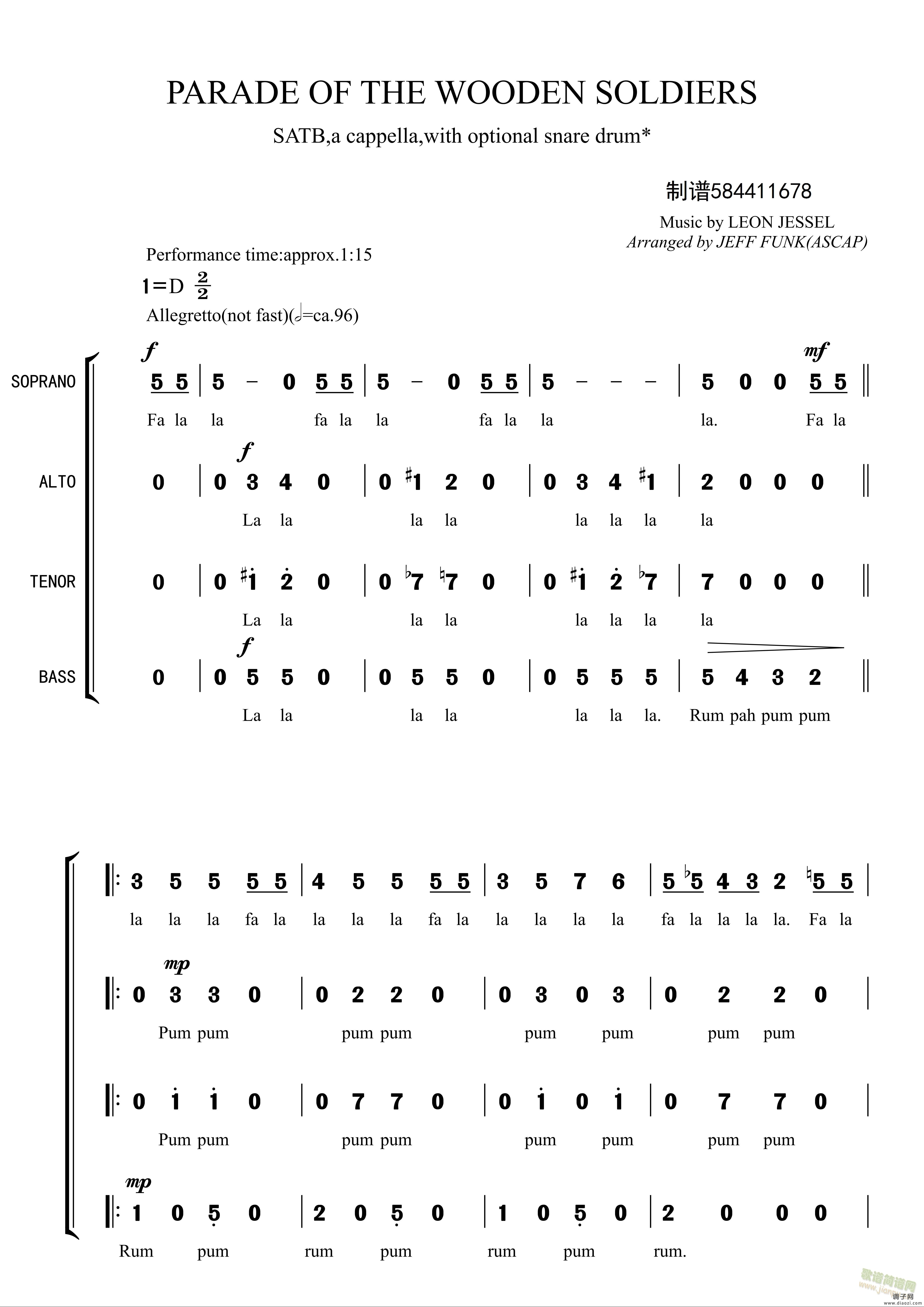 PARADE OF THE WOODEN SOLDIERS合唱简谱