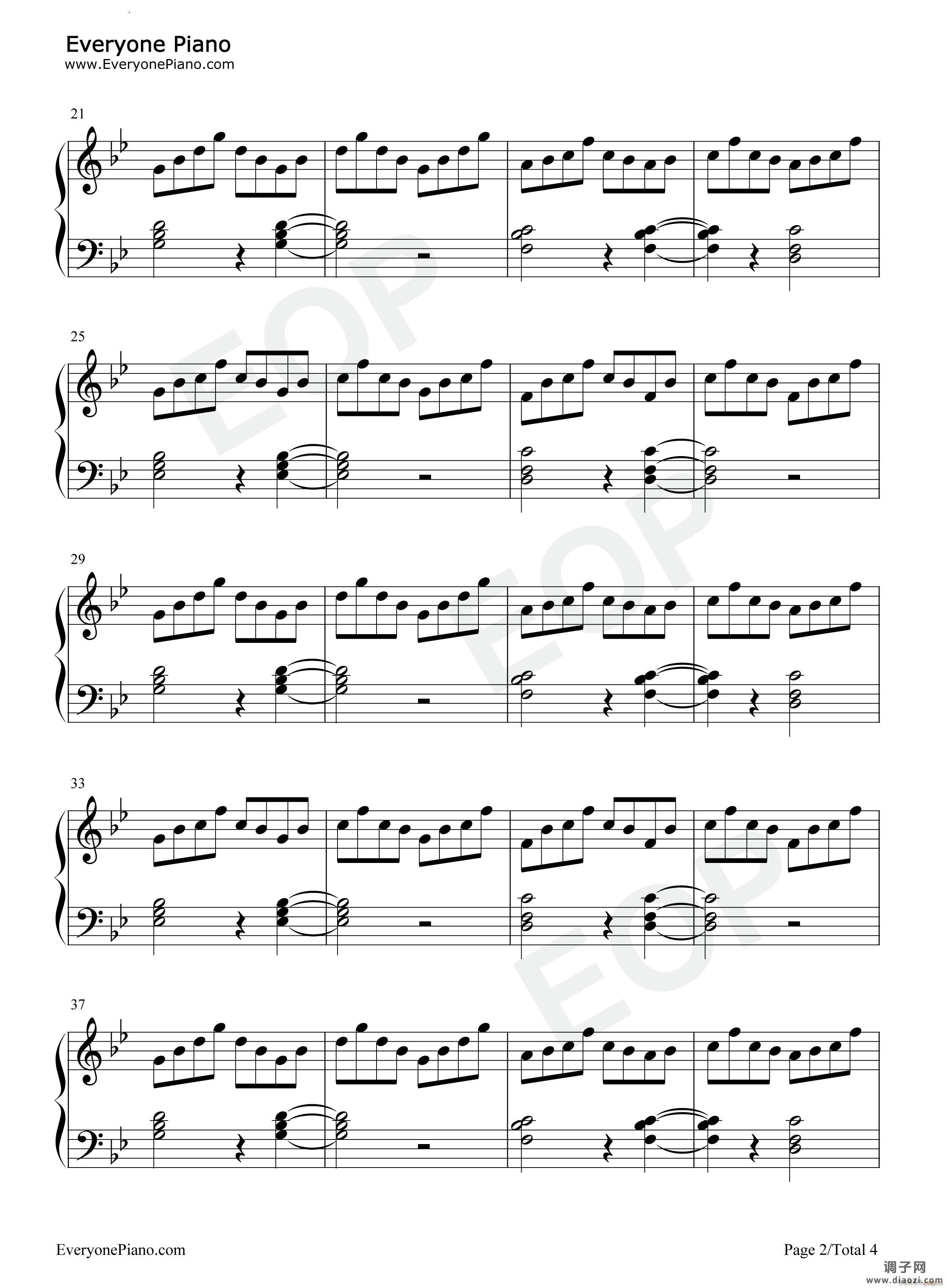 O-Fly On简单伴奏谱