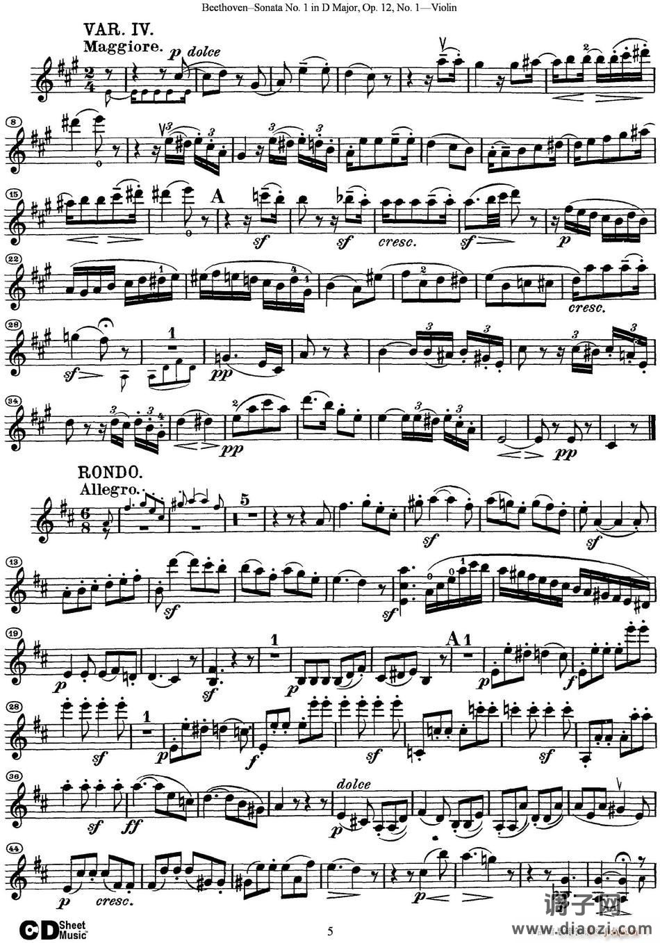 Violin Sonata No 1 in D Major Op 12 No 1