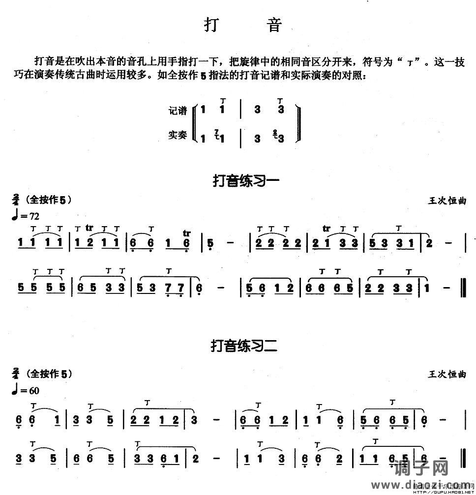 葫芦丝基本技巧练习曲--打音