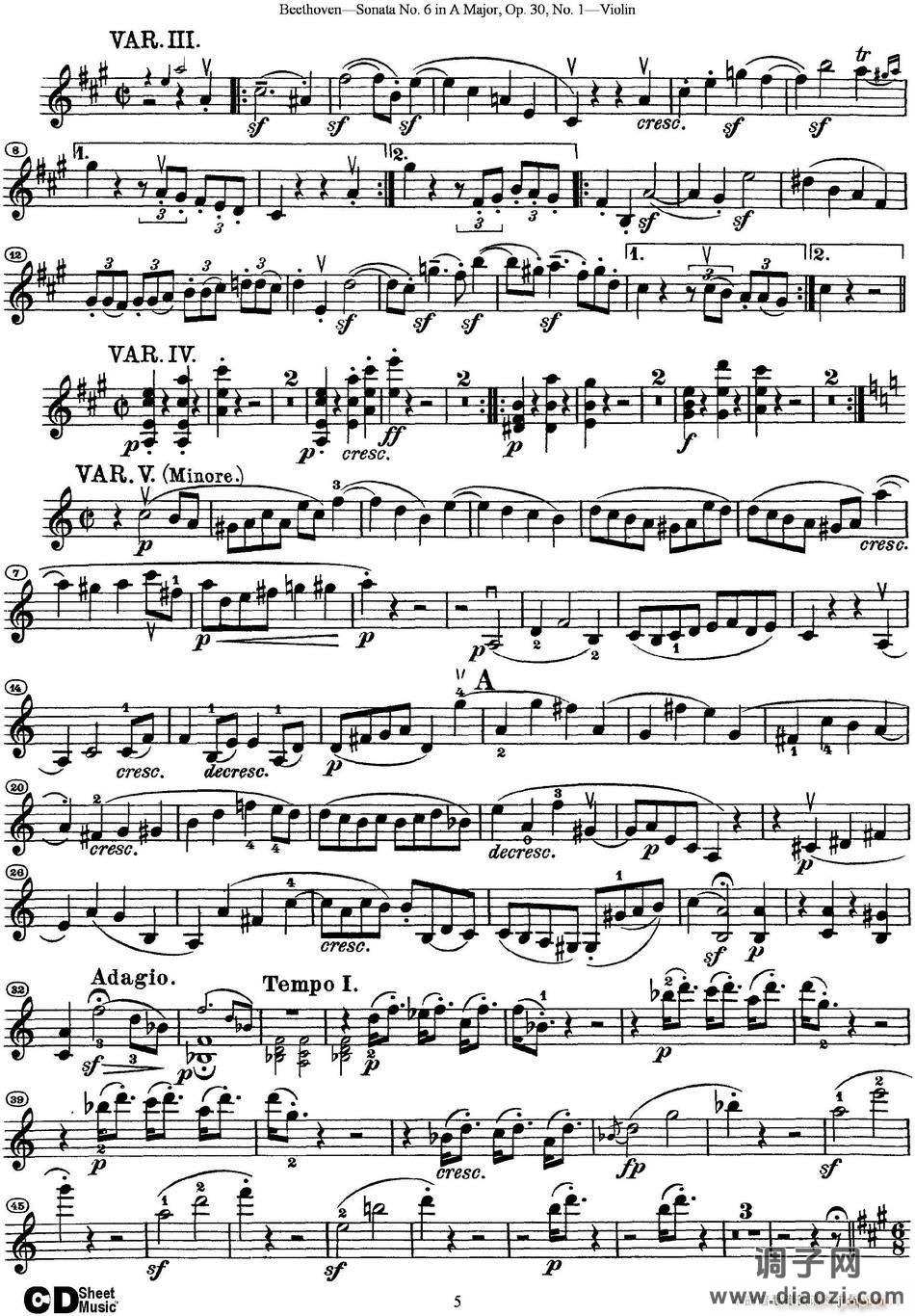 Violin Sonata No 6 in A Major Op 30 No 1