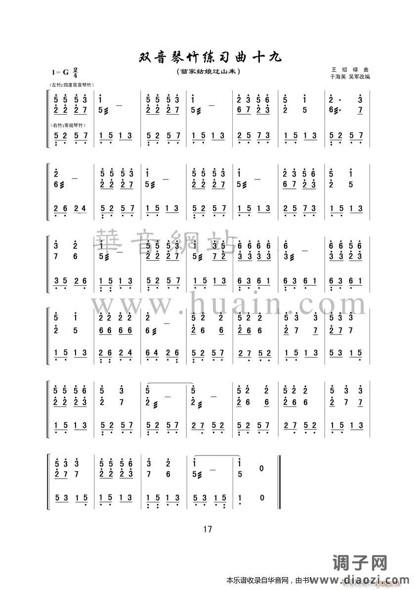 双音琴竹练习曲十九