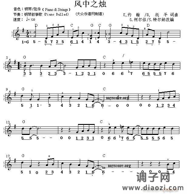 世界名曲双谱式 风中之烛