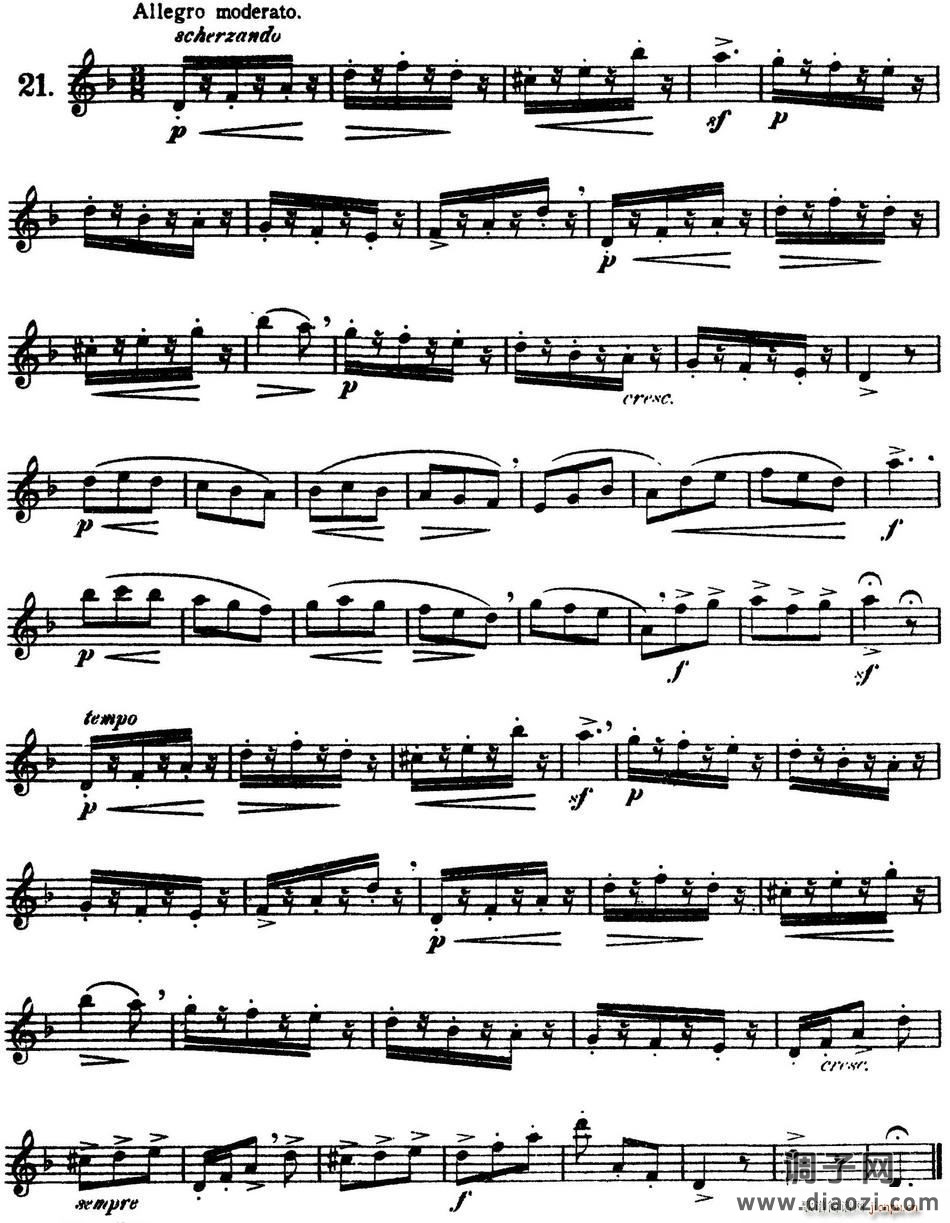 三十首基础及提高练习曲（NO 21） 长笛