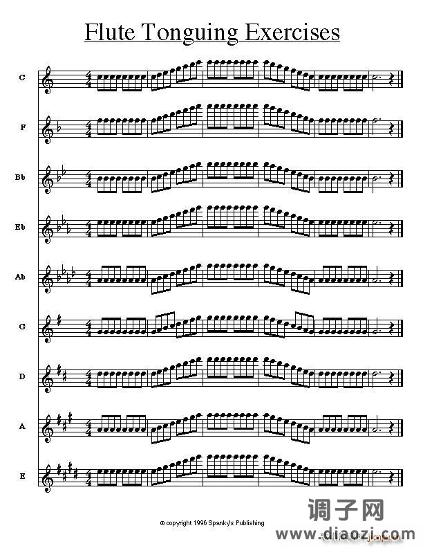长笛舌头运用练习笛箫谱