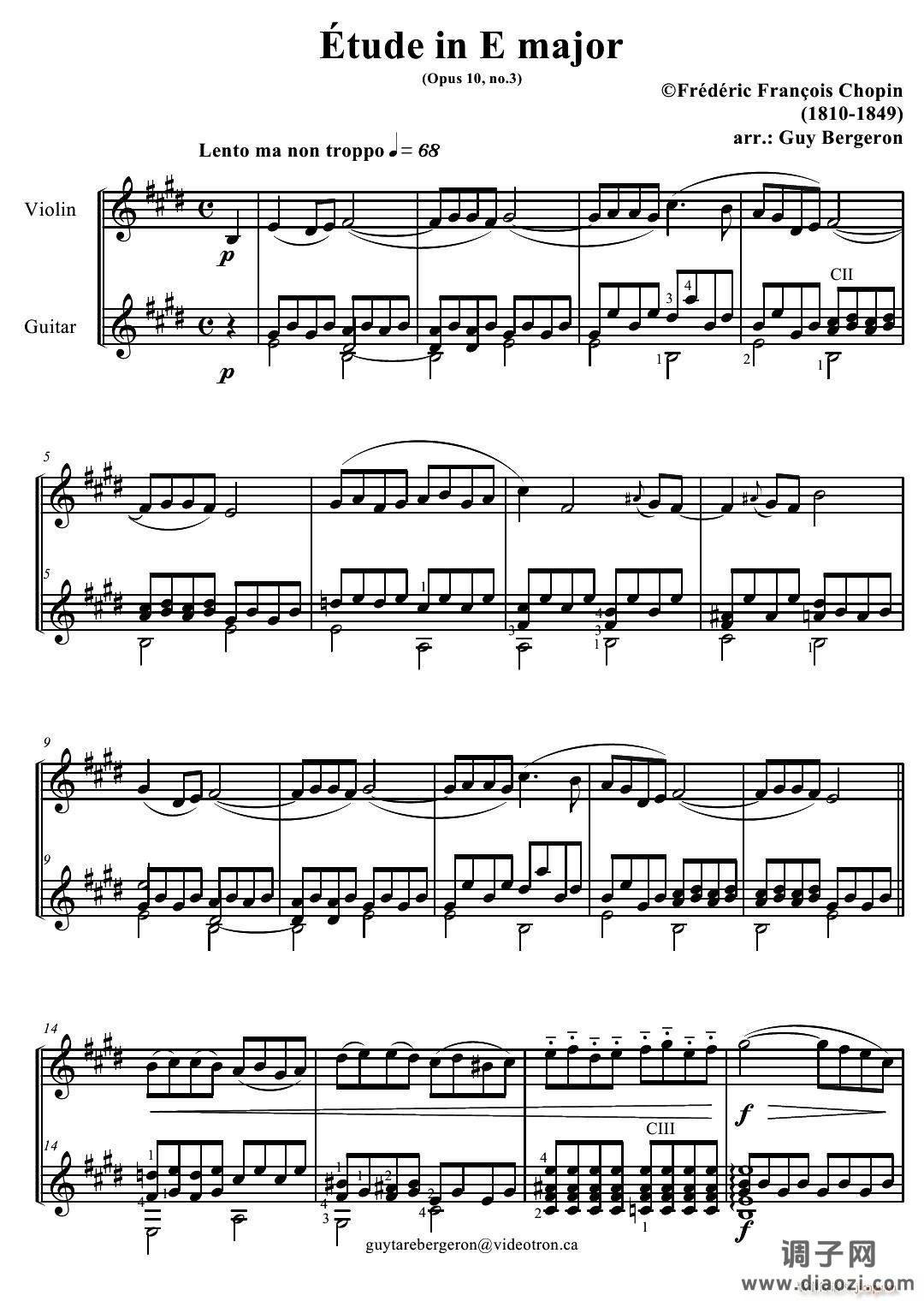 Etude in E major Op 10 No 3(小提琴吉它二重奏)
