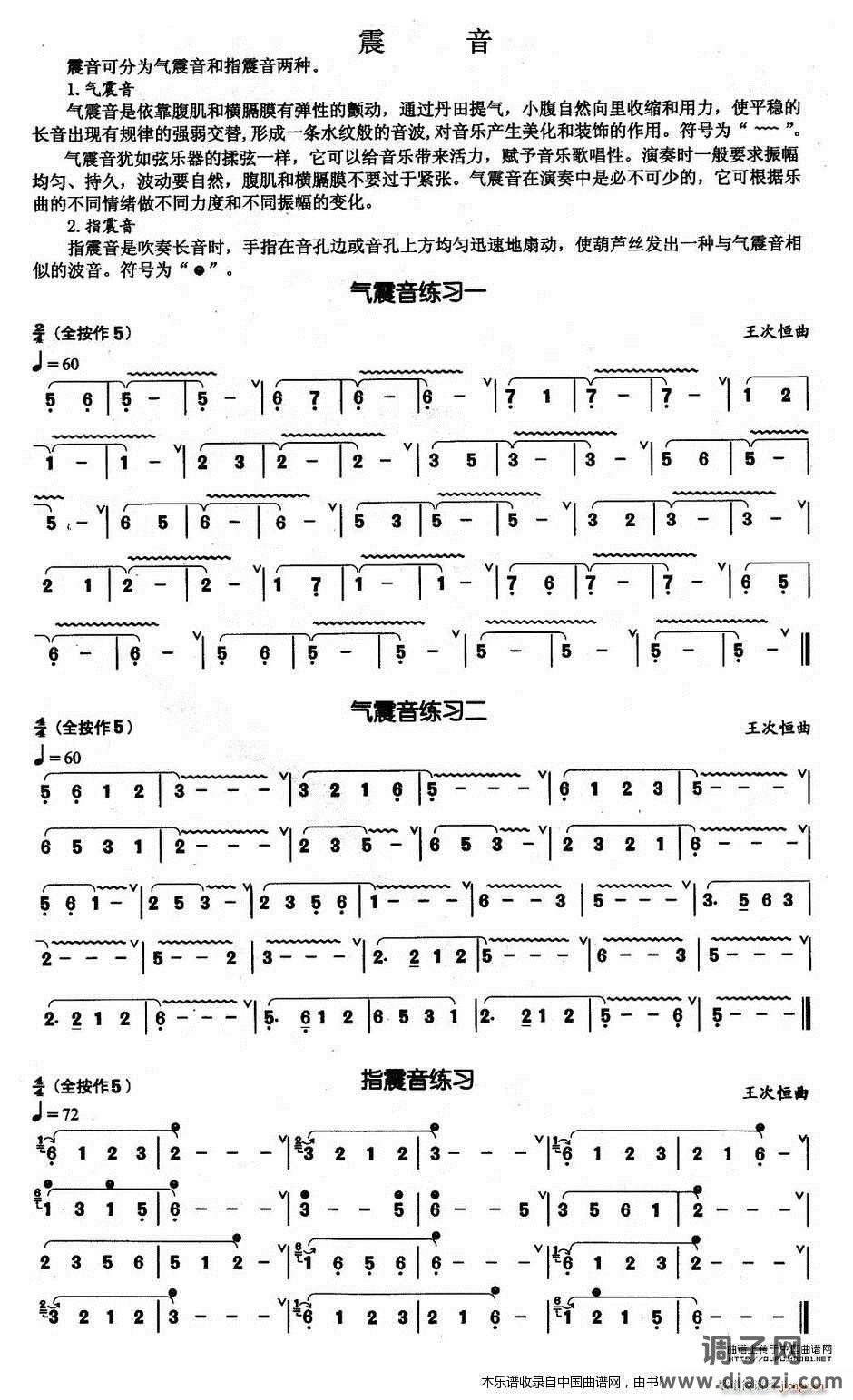 葫芦丝基本技巧练习曲——震音