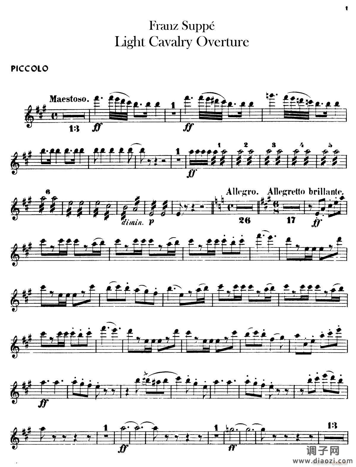 Light Cavalry Overture(轻骑兵序曲)(管乐合奏短笛分谱)