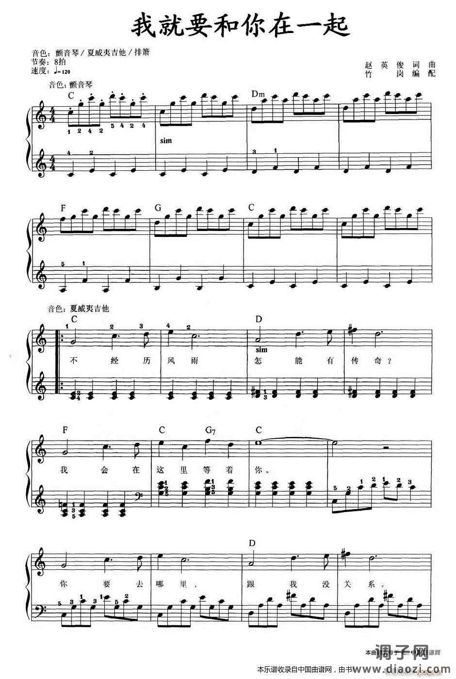 我就要和你在一起（弹唱谱）