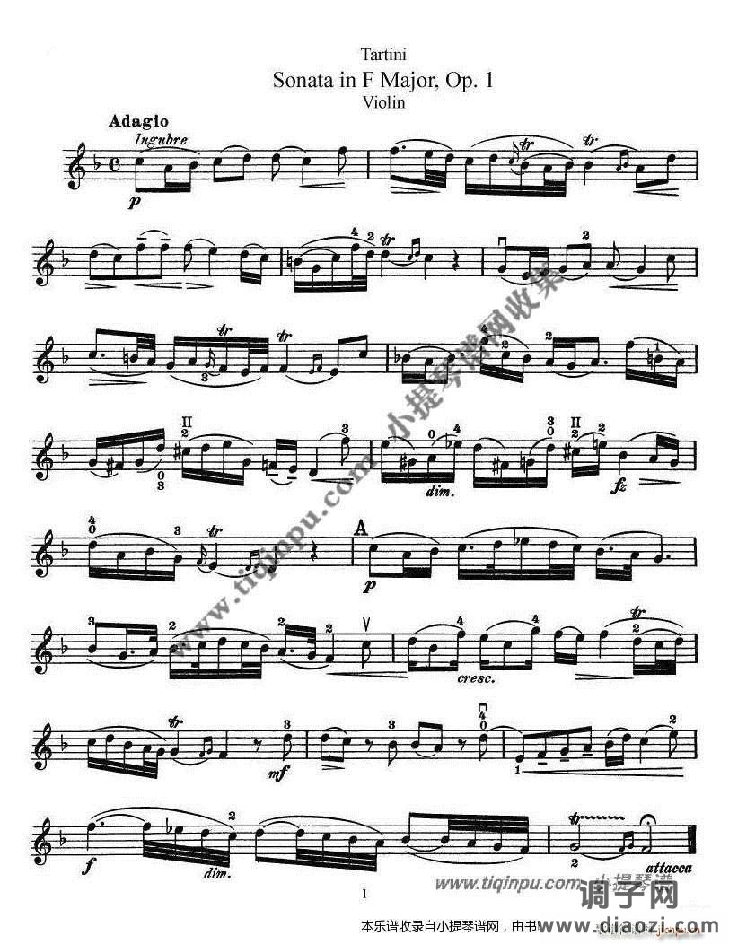 塔蒂尼F大调小提琴奏鸣曲 op 1