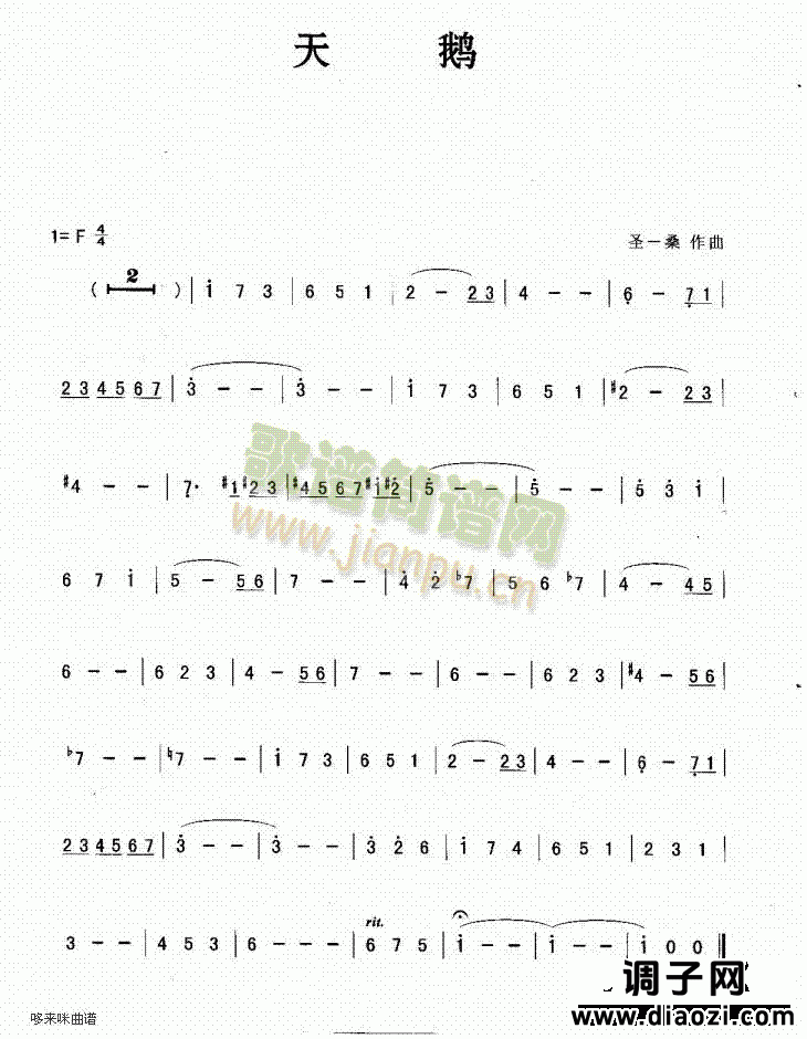 天鹅-简谱