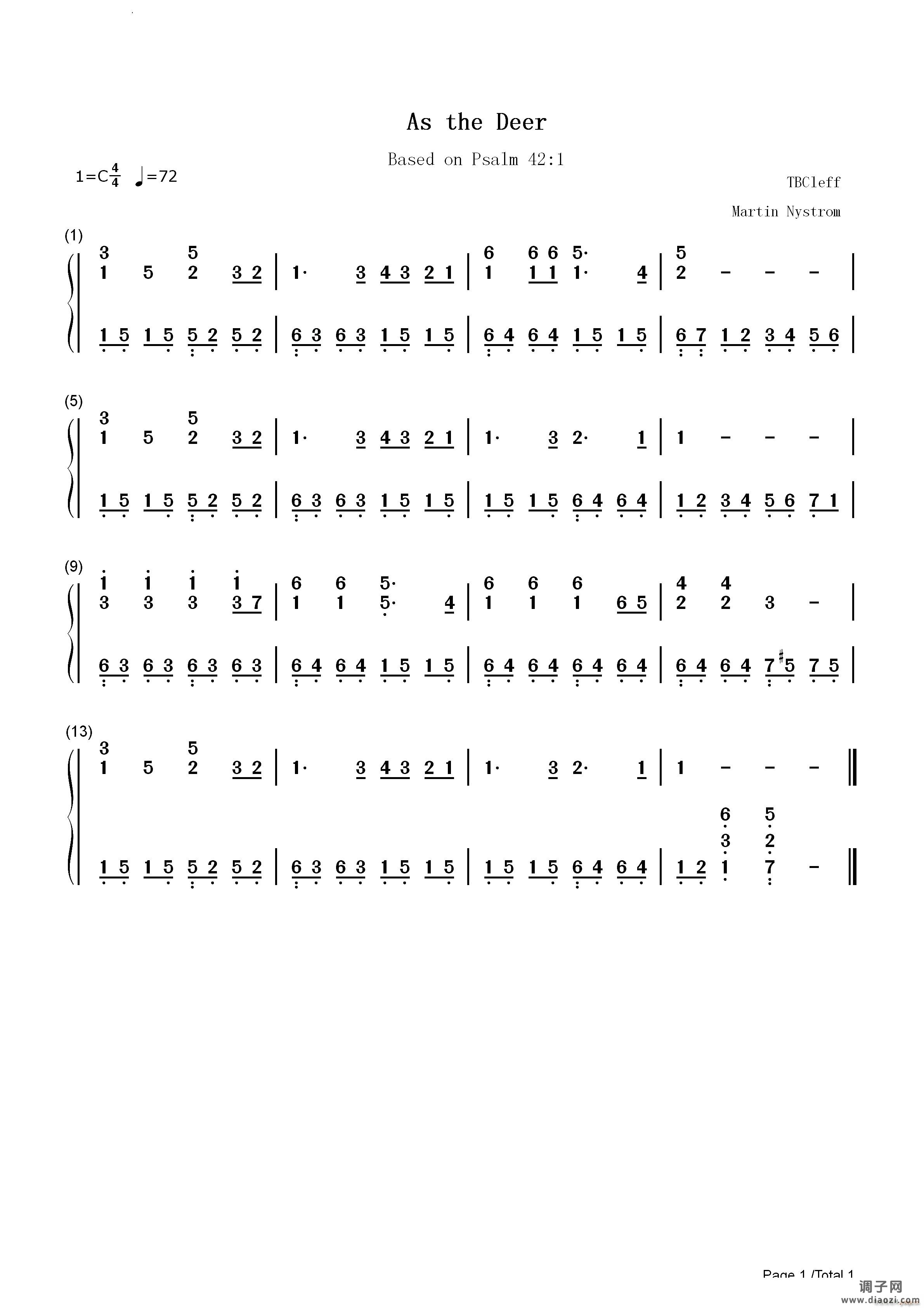 As The Deer 如鹿渴慕溪水简单版