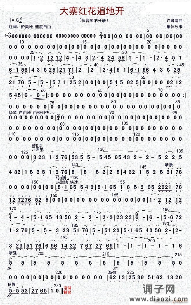 大寨红花遍地开（低音唢呐（修改版））