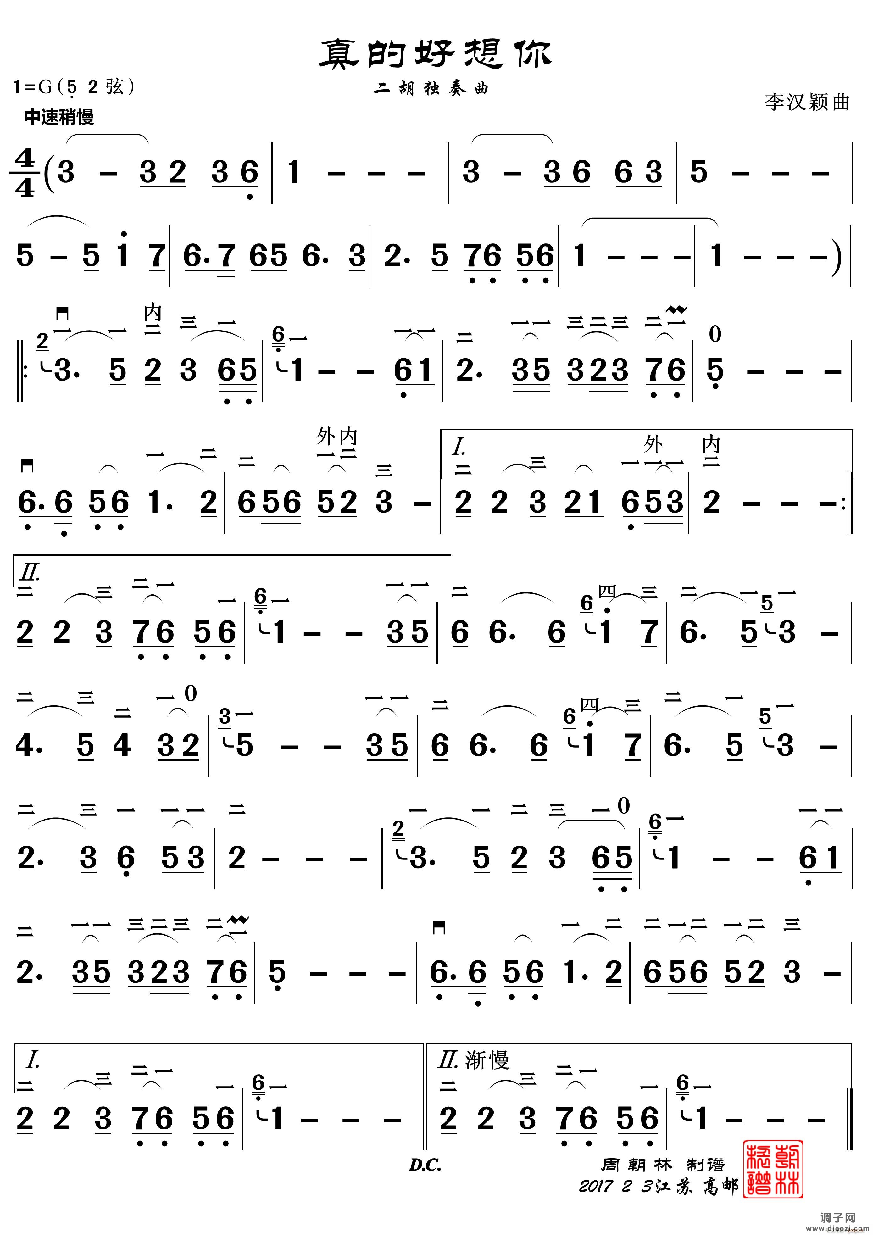 真的好想你（二胡独奏曲）