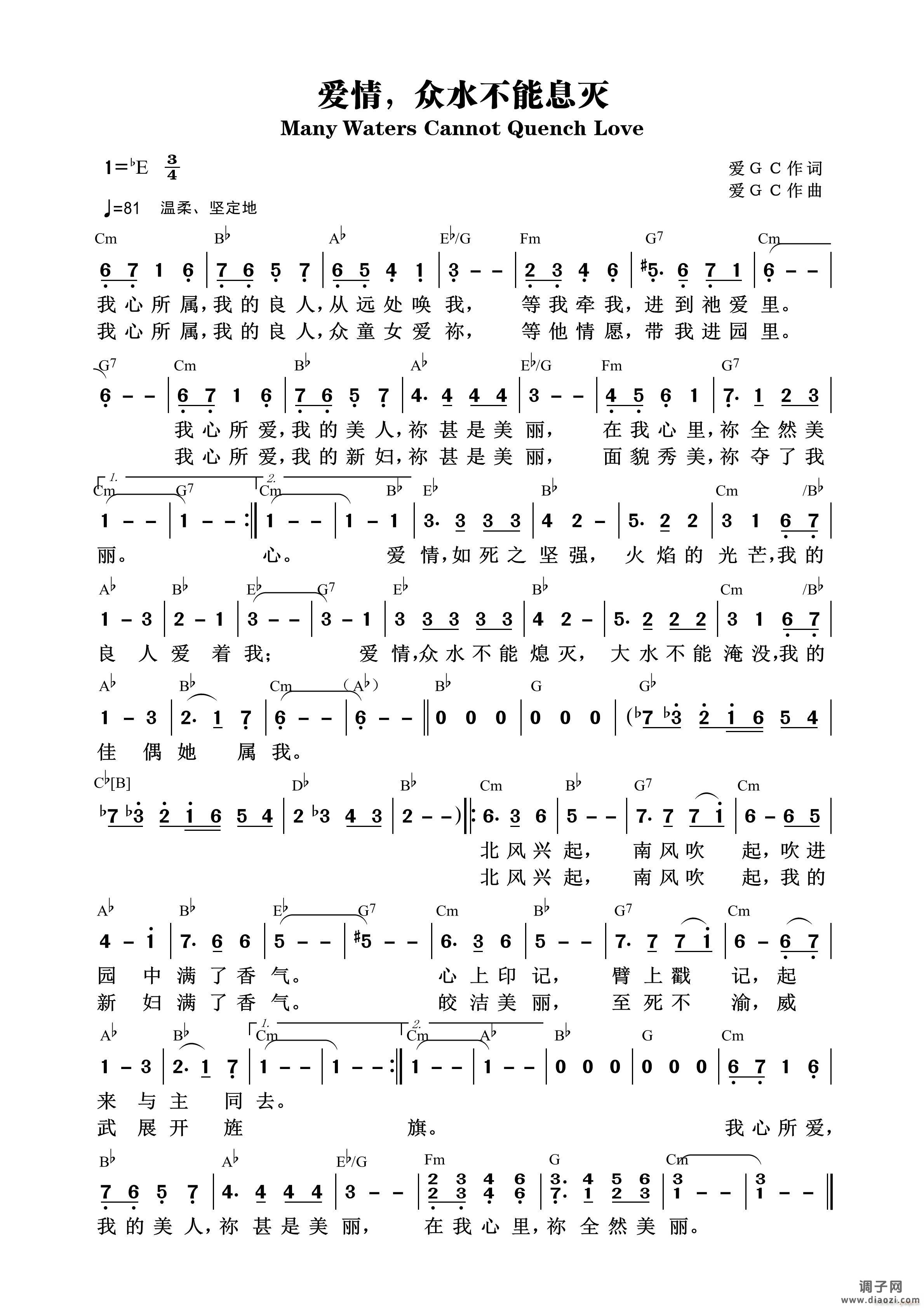 爱情 众水不能息灭