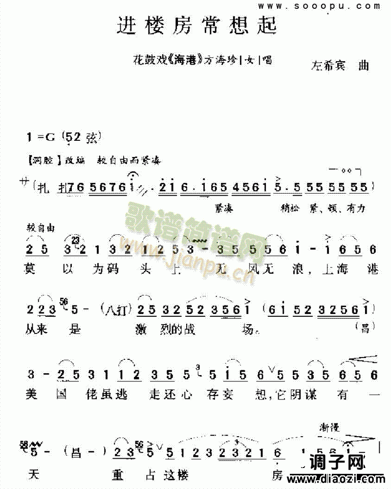 进楼房常想起 其他类 戏曲谱