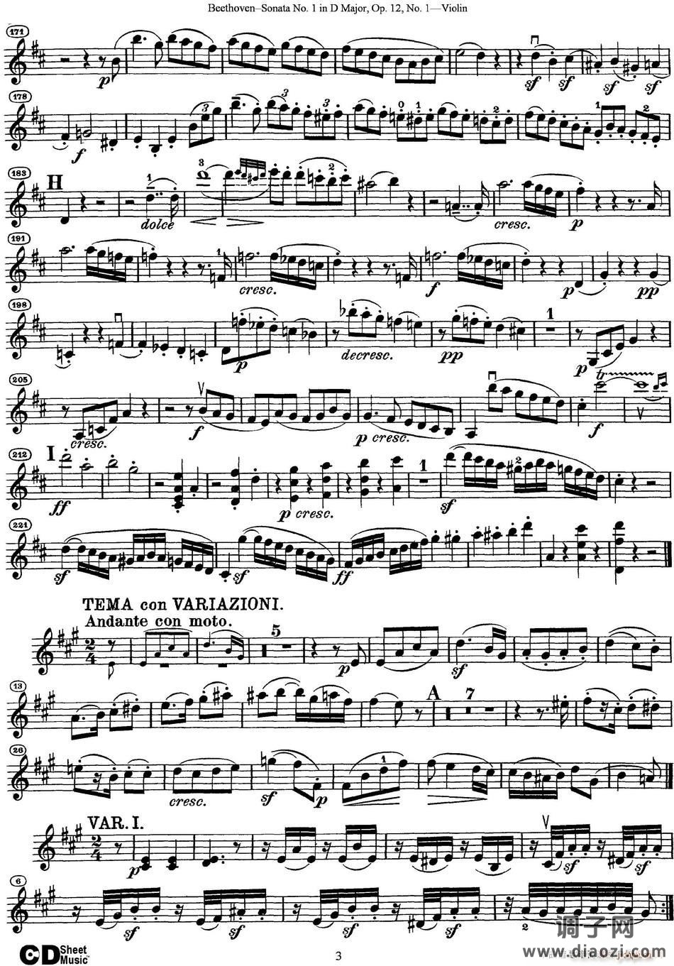 Violin Sonata No 1 in D Major Op 12 No 1