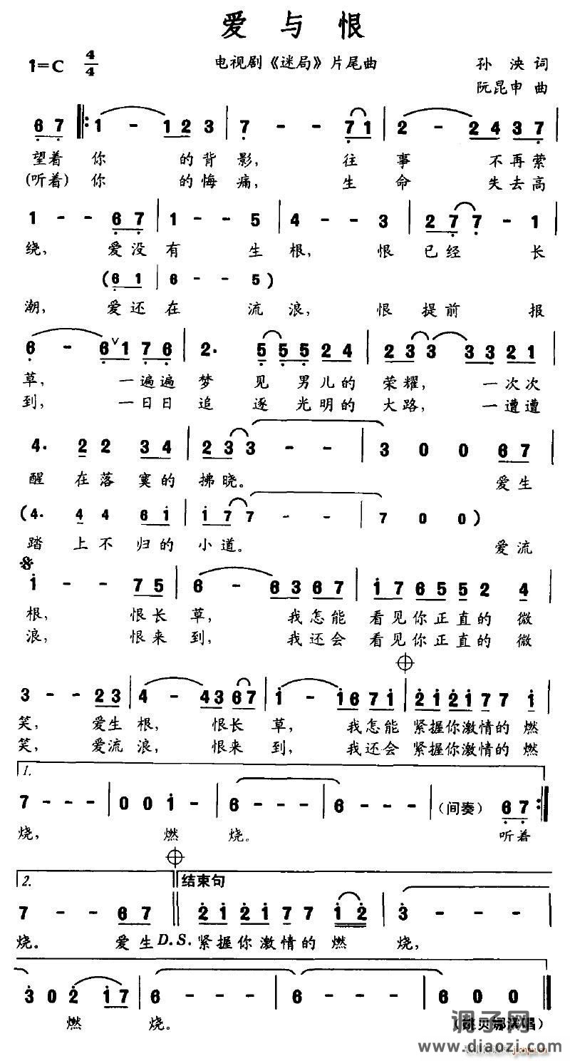 爱与恨（电视剧《迷局》片尾曲）