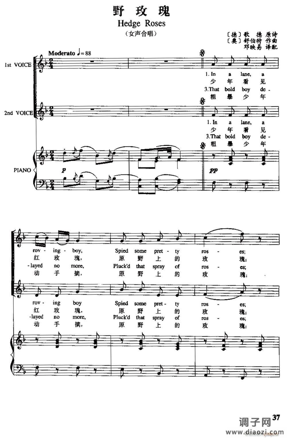 [德、奥]野玫瑰（女声合唱）（中外文对照、 ）