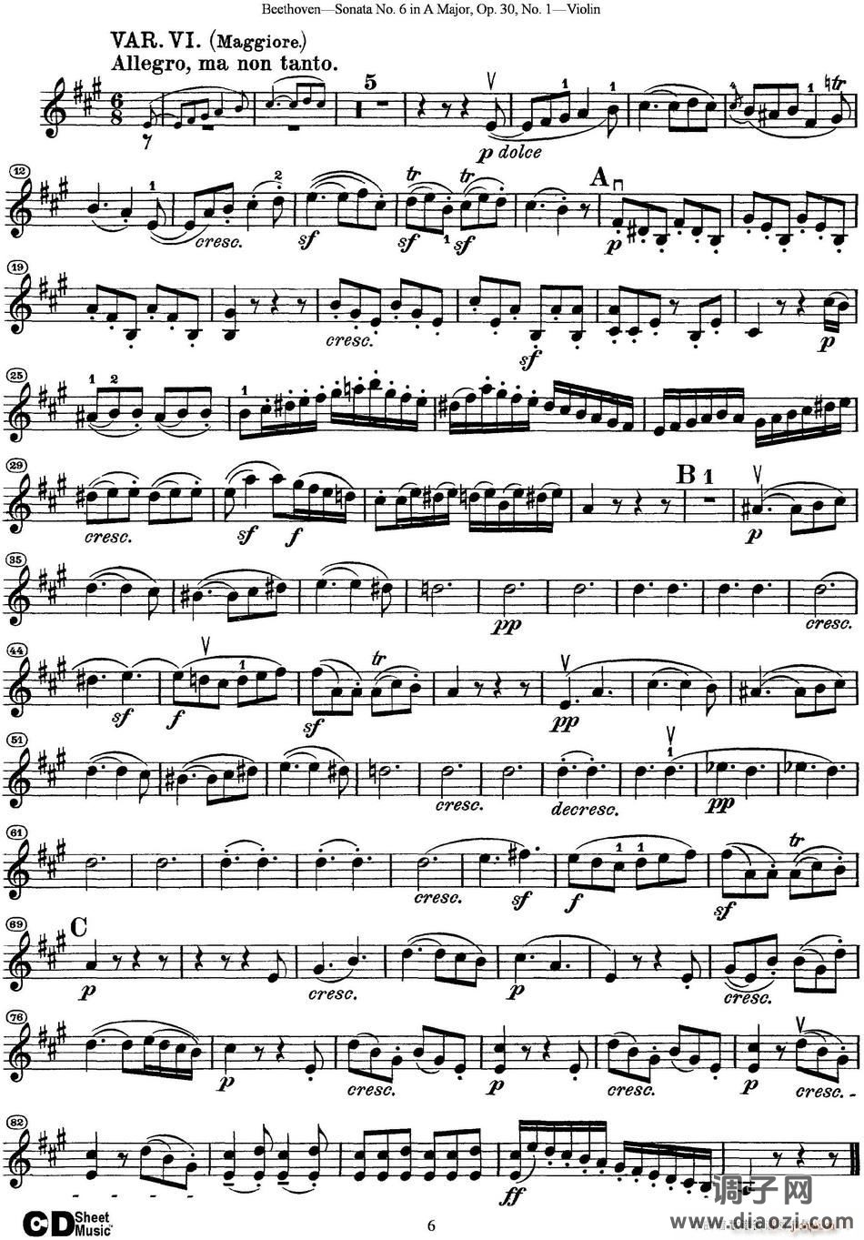 Violin Sonata No 6 in A Major Op 30 No 1