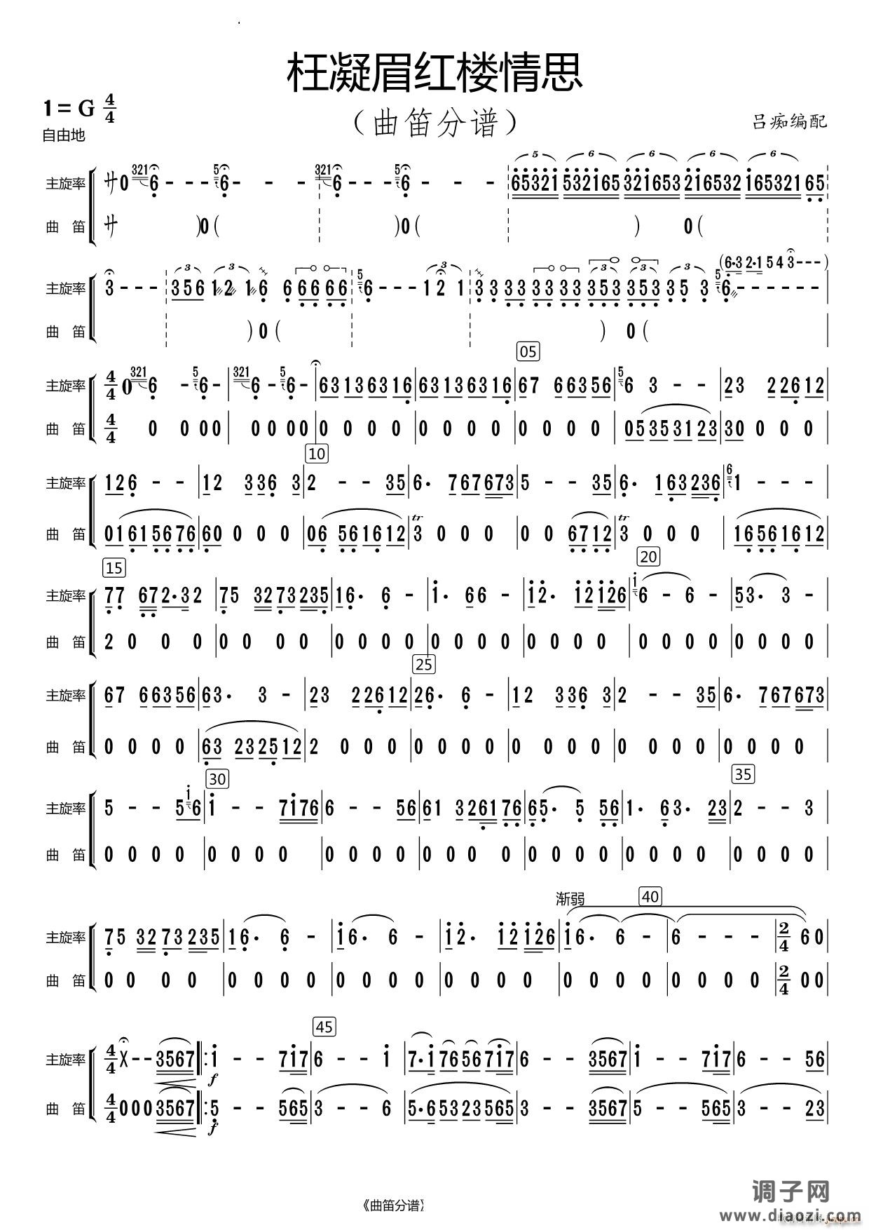 枉凝眉红楼情思曲笛分谱