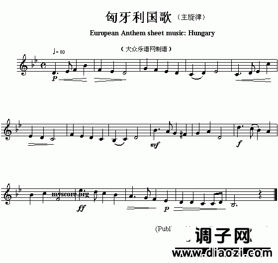 欧洲各国国歌曲谱：匈牙利（European Anthem sheet music:Hungary）