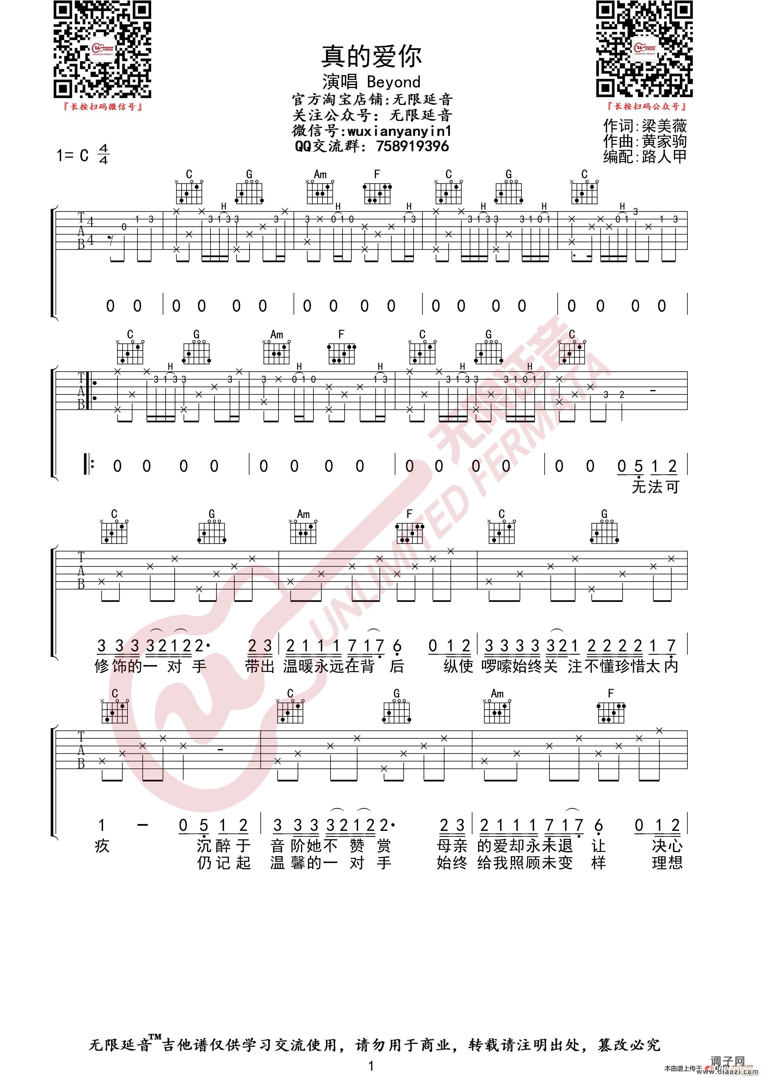 Beyond 真的爱你 (无限延音编配)