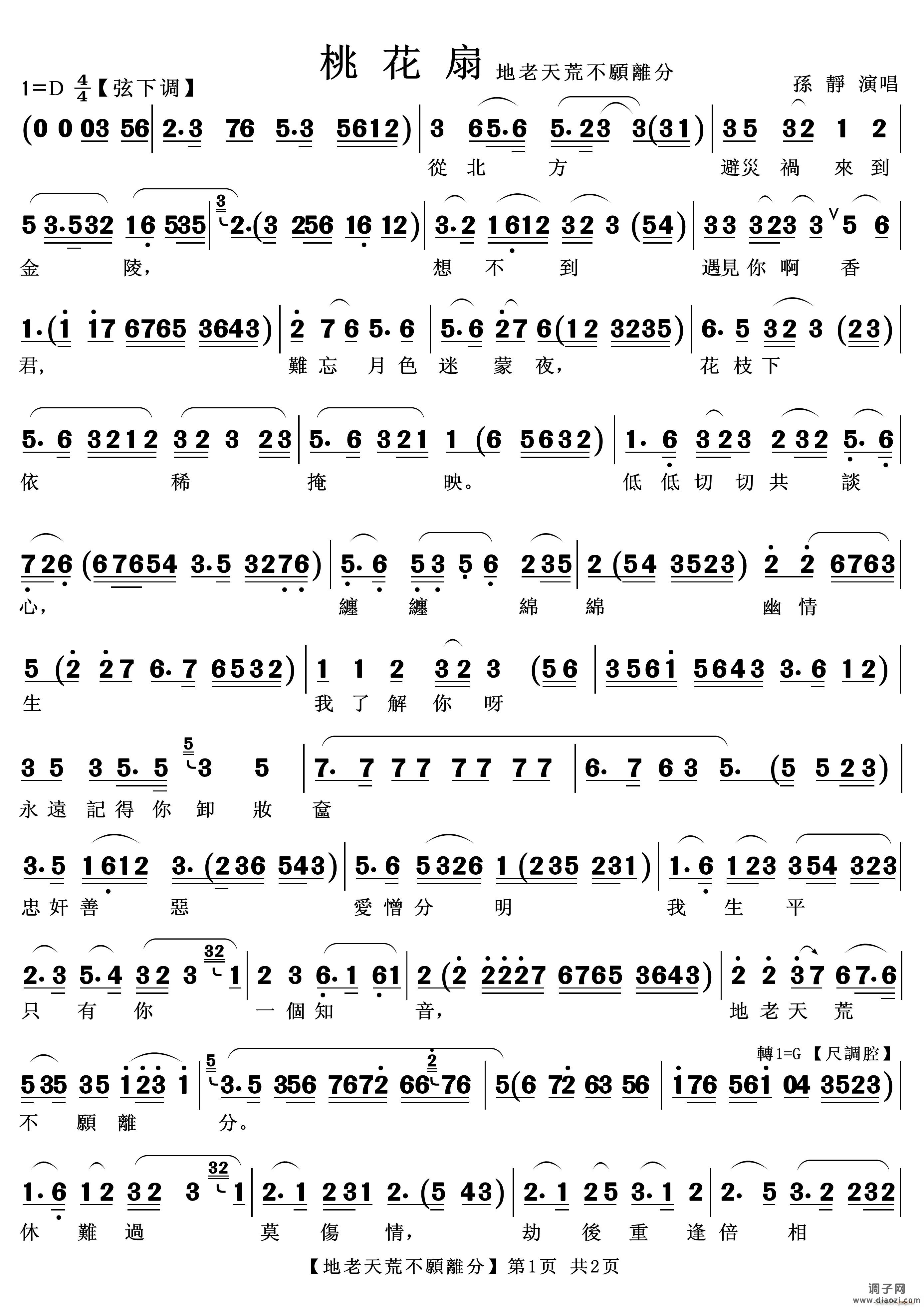 地老天荒不愿离分（越剧《桃花扇》选段）