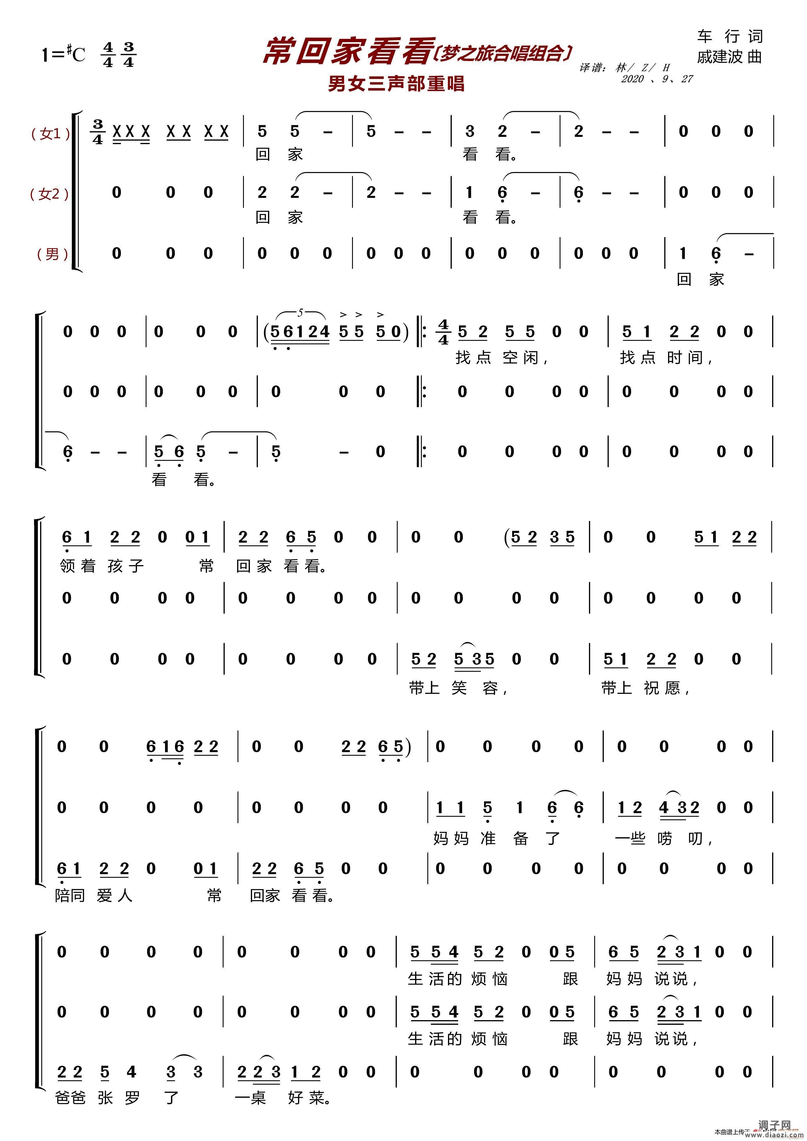 常回家看看〔梦之旅合唱组合〕（男女三声部重唱）