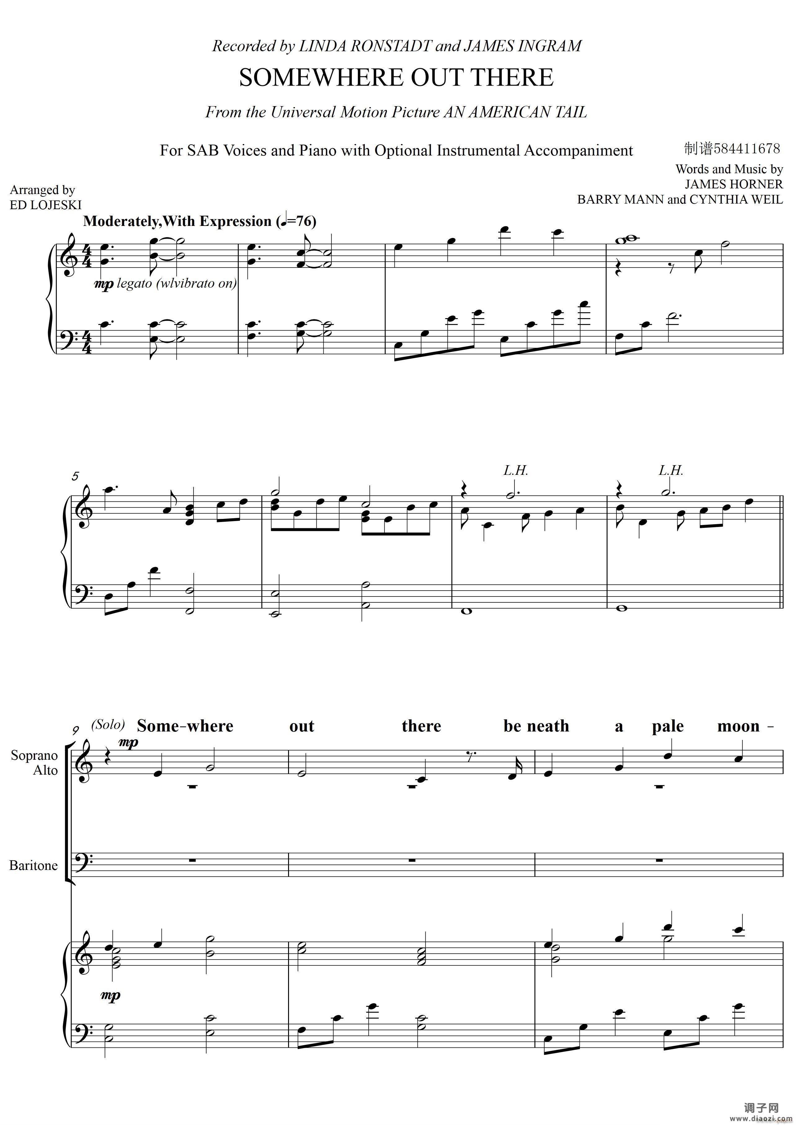 SOMEWHERE OUT THERE合唱谱