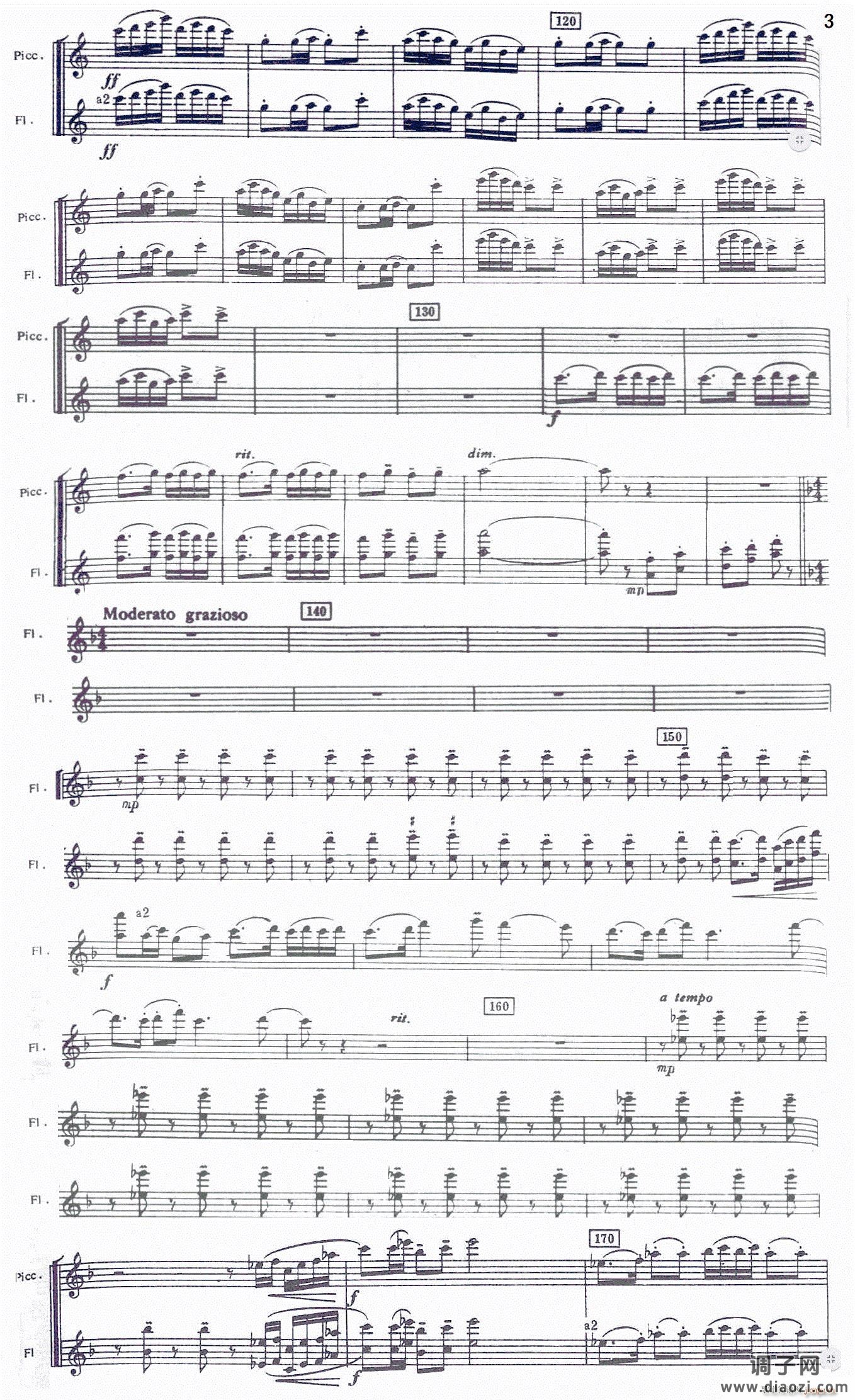 春节序曲(交响乐长短笛分谱)笛箫谱