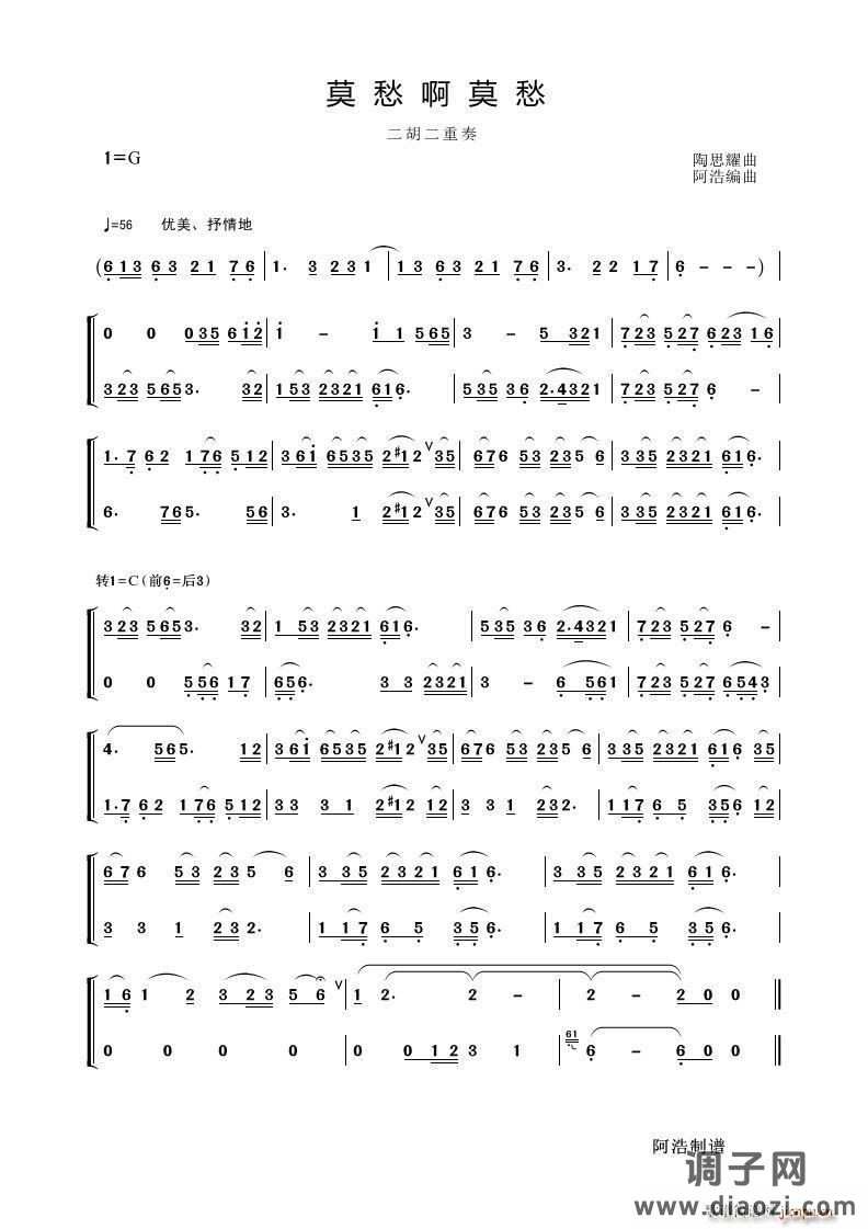 莫愁啊莫愁（二胡二重奏）