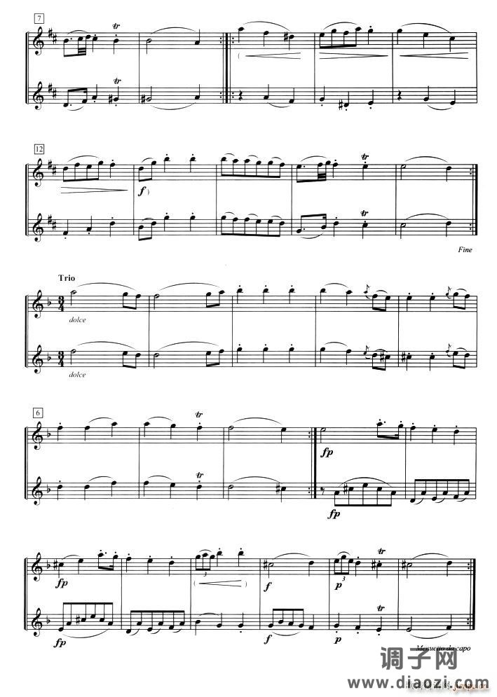 第六首长笛二重奏（G大调）