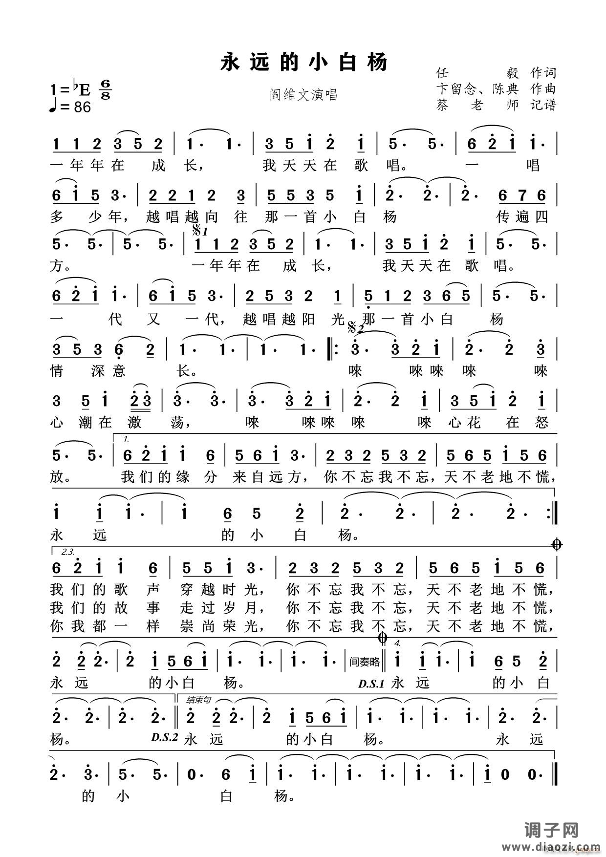 永远的小白杨(民族唱法)