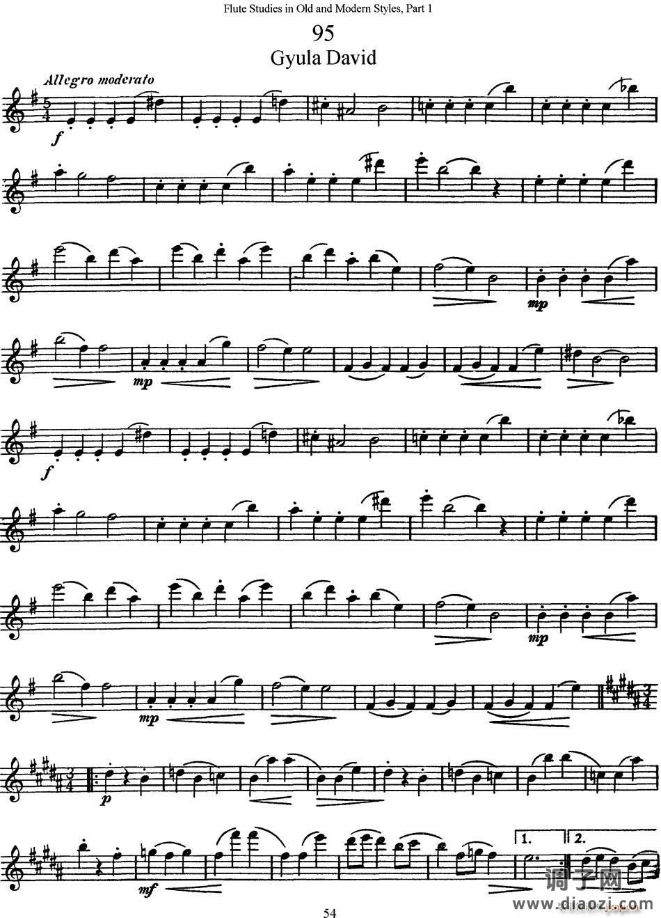 斯勒新老风格长笛练习重奏曲（第一部分）（NO 95-NO 96） 长笛