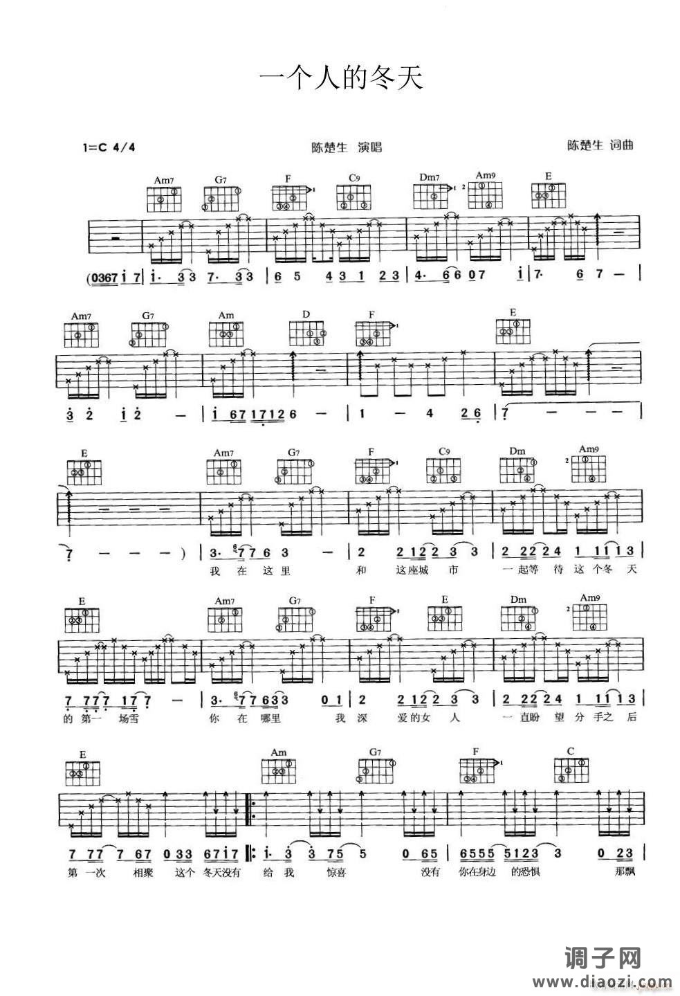 一个人的冬天 ( C调原版编配)