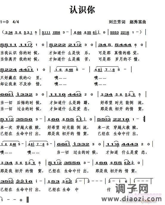 歌词：《认识你》