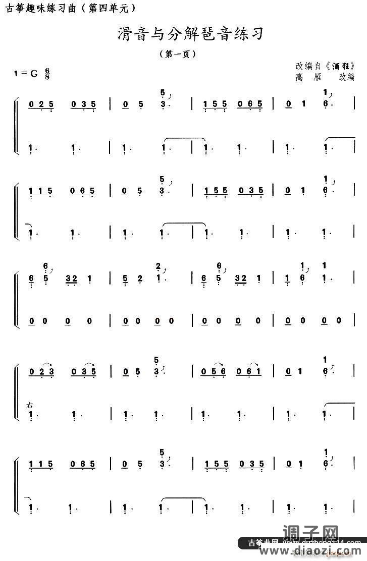 古筝滑音与分解琶音练习（选调《酒狂》）