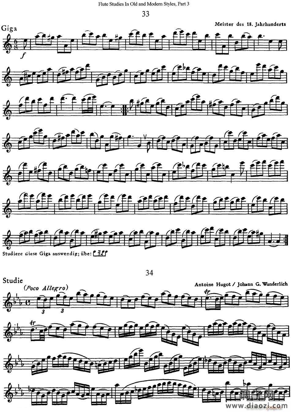 斯勒新老风格长笛练习重奏曲（第三部分）（NO 33-NO 35） 长笛